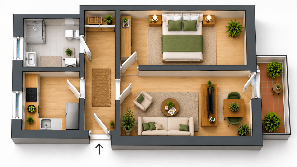 Etagenwohnung Bassum - 2 Zimmer, 41 m&sup2;, 375&euro; | Angebot:27577824